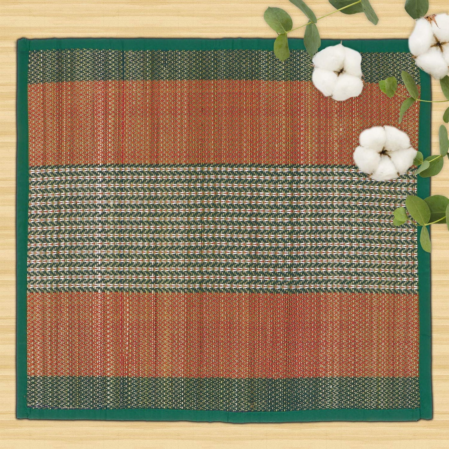 Natural River Grass Handcrafted Pooja Floor Mats/Meditation Prayer Mat/Sittting Mat/Aasan Mat Chatai for Pack of 2/4/6/8, Green