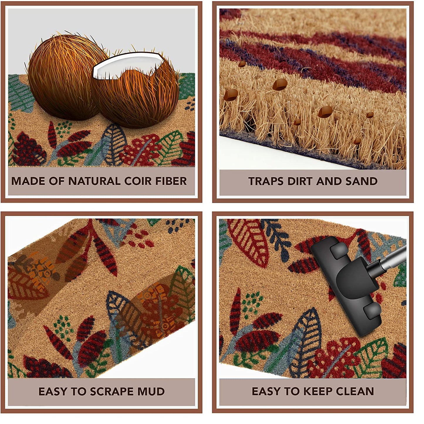 Coir Entrance Door Mat with Anti-Slip PVC Backing