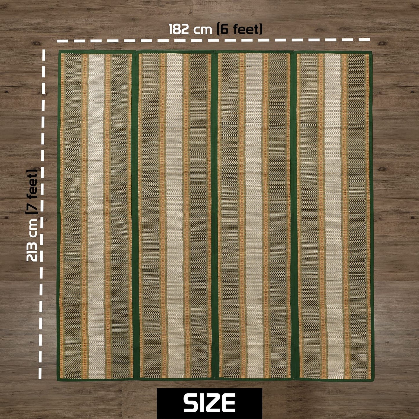 Natural Handmade Madurkathi Large Chatai Mats for Home, Green