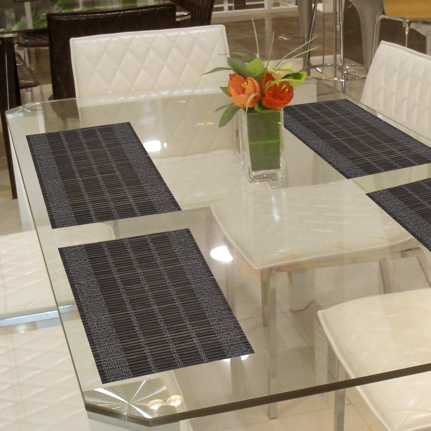 Heat Resistant Bamboo Placemats Set of 6 Dining Table Mats, 45x30 cm