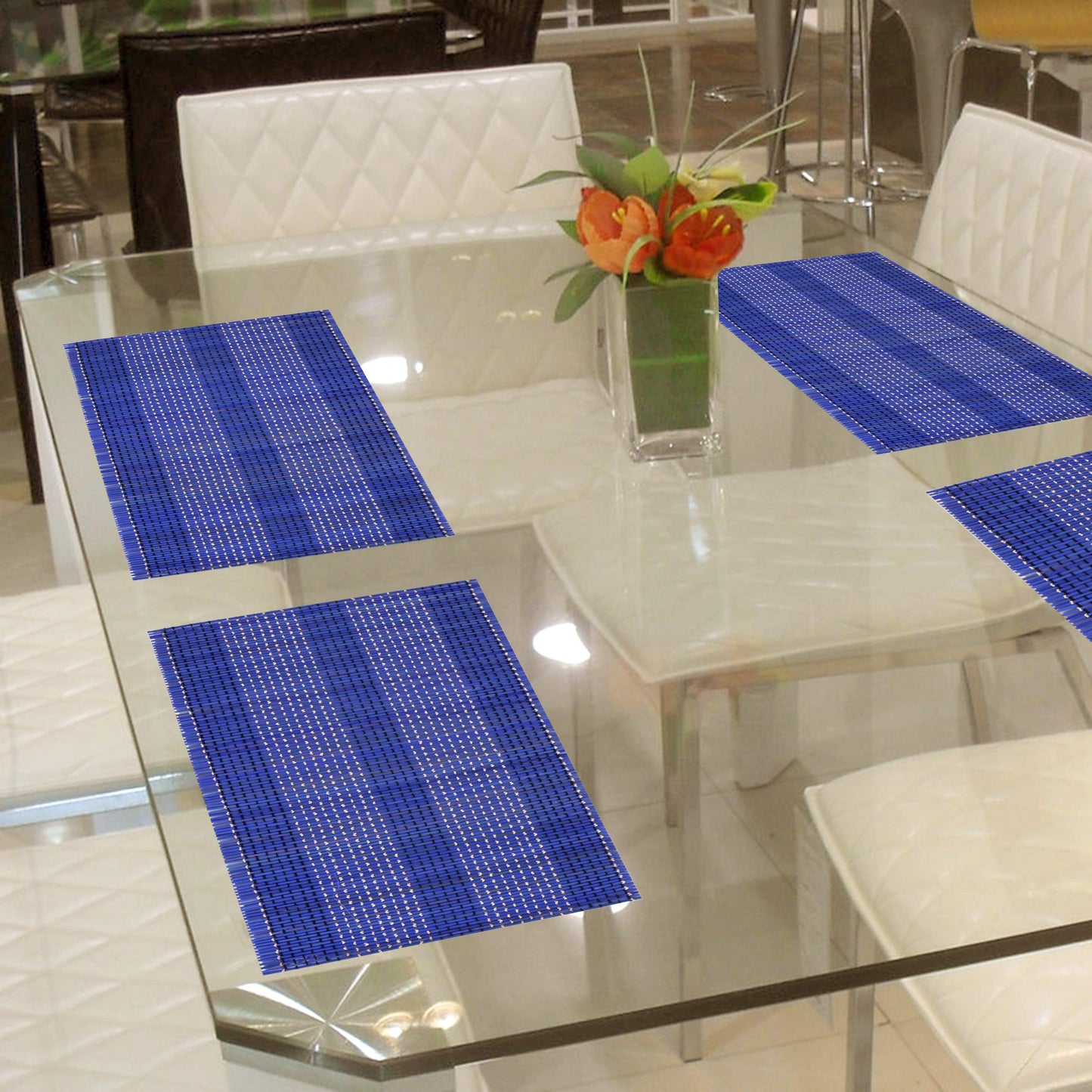 Reversible Bamboo Placemats for Dining Table Set of 6 Table Mats, 45x30 cm