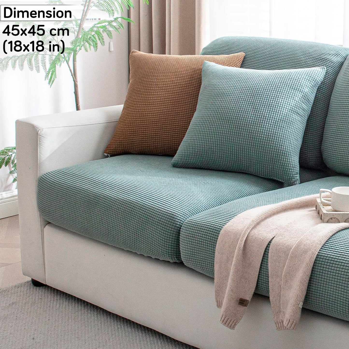 Jacquard Pack of 2 Cushion Cover 18x18 Inches, Green