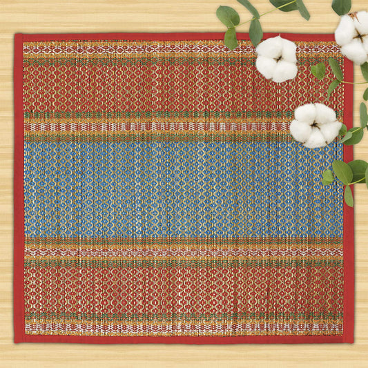 Natural River Grass Handcrafted Pooja Floor Mats/Meditation Prayer Mat/Sittting Mat/Aasan Mat Chatai for Pack of 2/4/6/8, Red