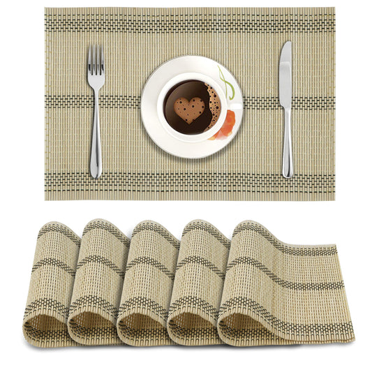 Heat Resistant Bamboo Placemats Set of 6 Dining Table Mats