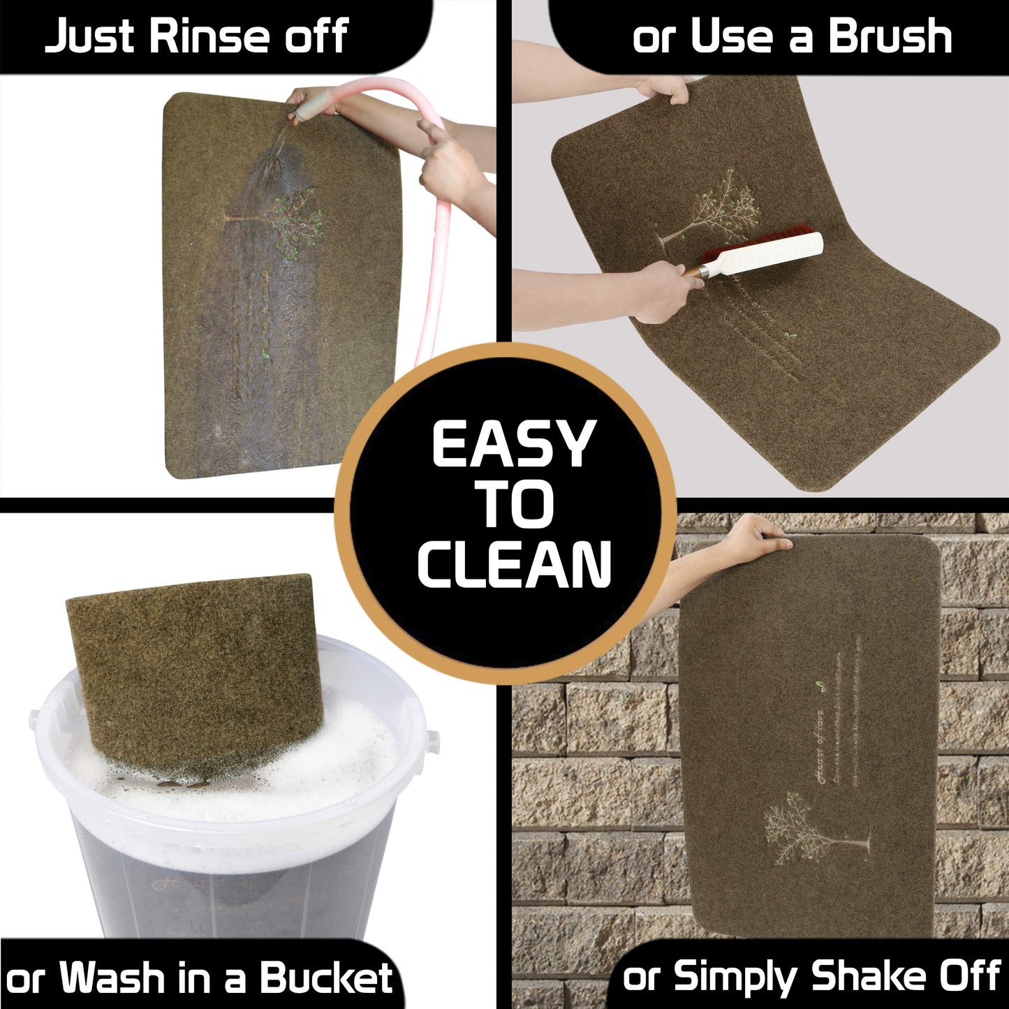 Antislip Rubber Back Dirt Trapper Inside Outside Main Door Mats for Entrance Big Size, 45 x 70 cm - Brown