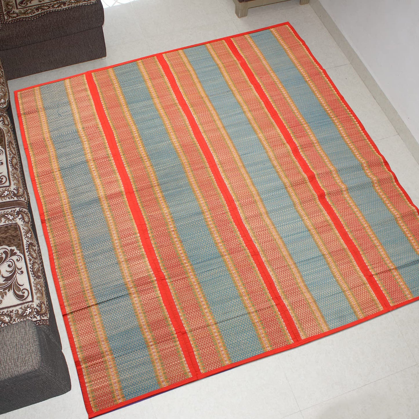 Natural Handmade Madurkathi Large Chatai Mats for Home, Red
