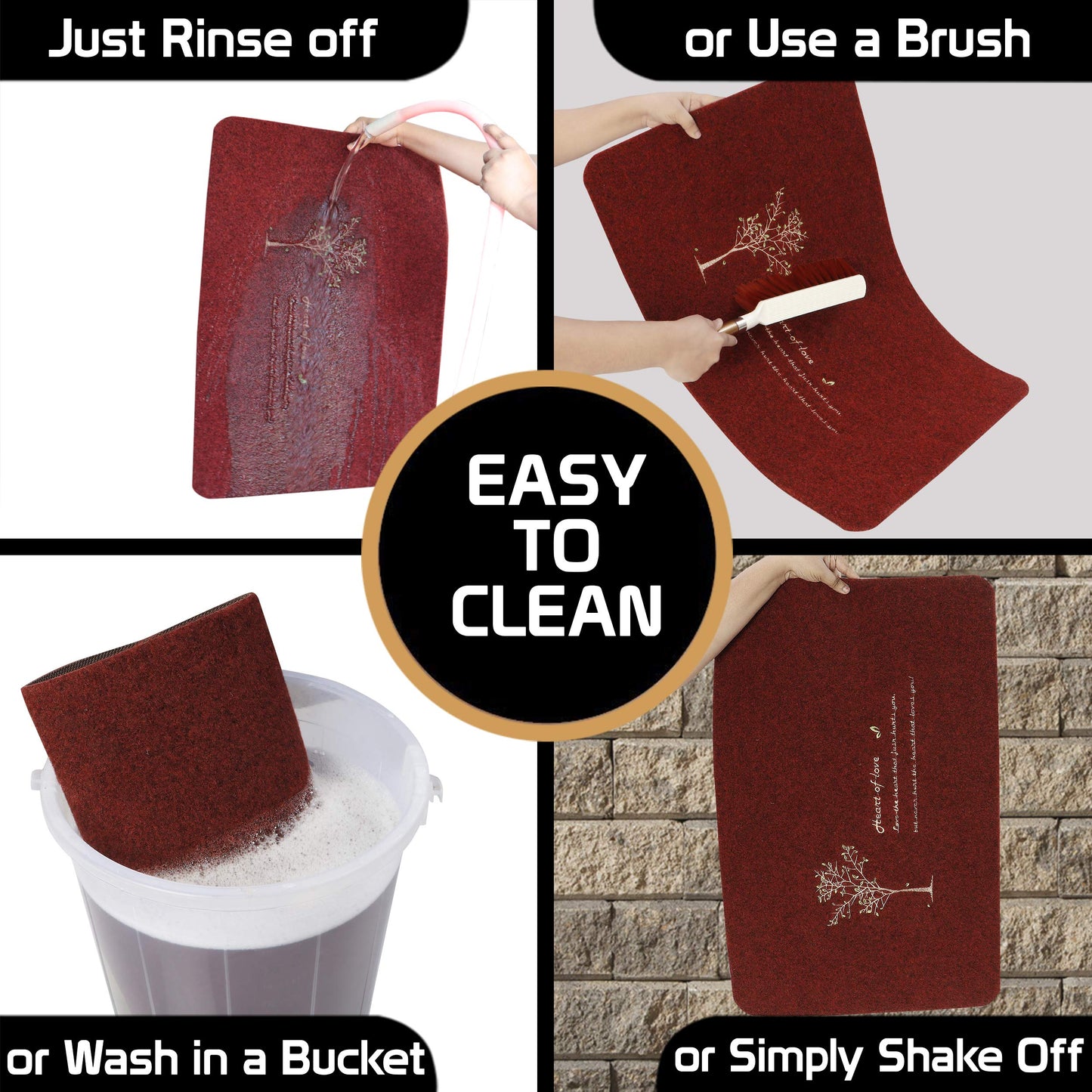 Rubber Back Dirt Trapper Inside Outside Main Door Mats for Entrance Big Size, 45 x 70 cm - Maroon