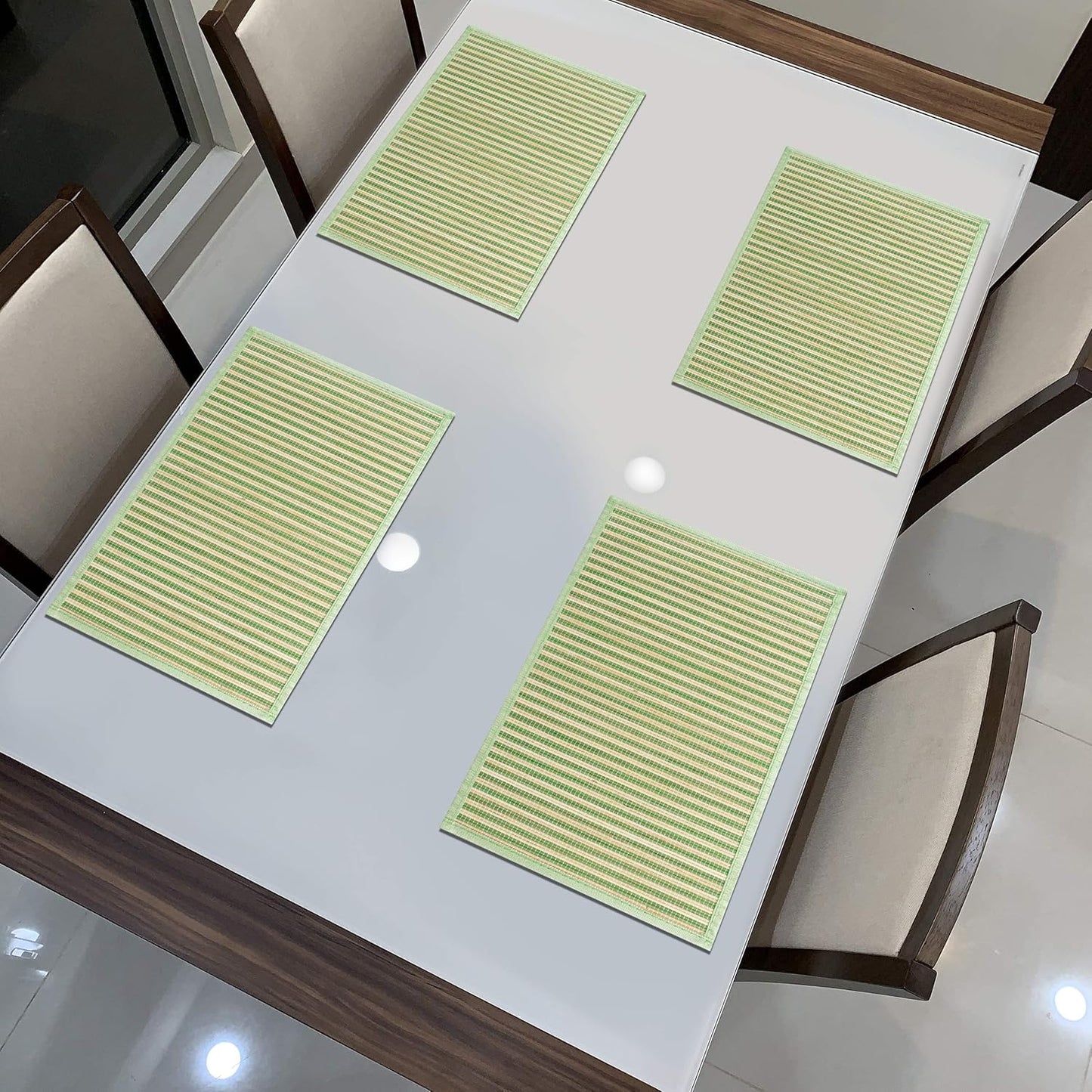 Heat Resistant Bamboo Dinner Mats, Green