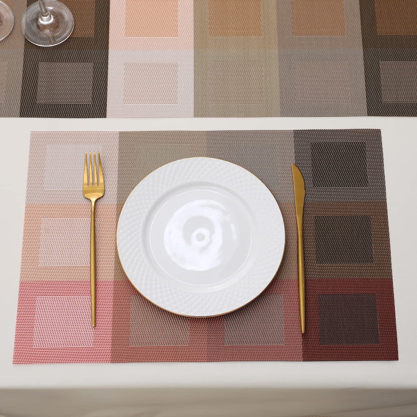 PVC Dining Table Mats, Gradient Red