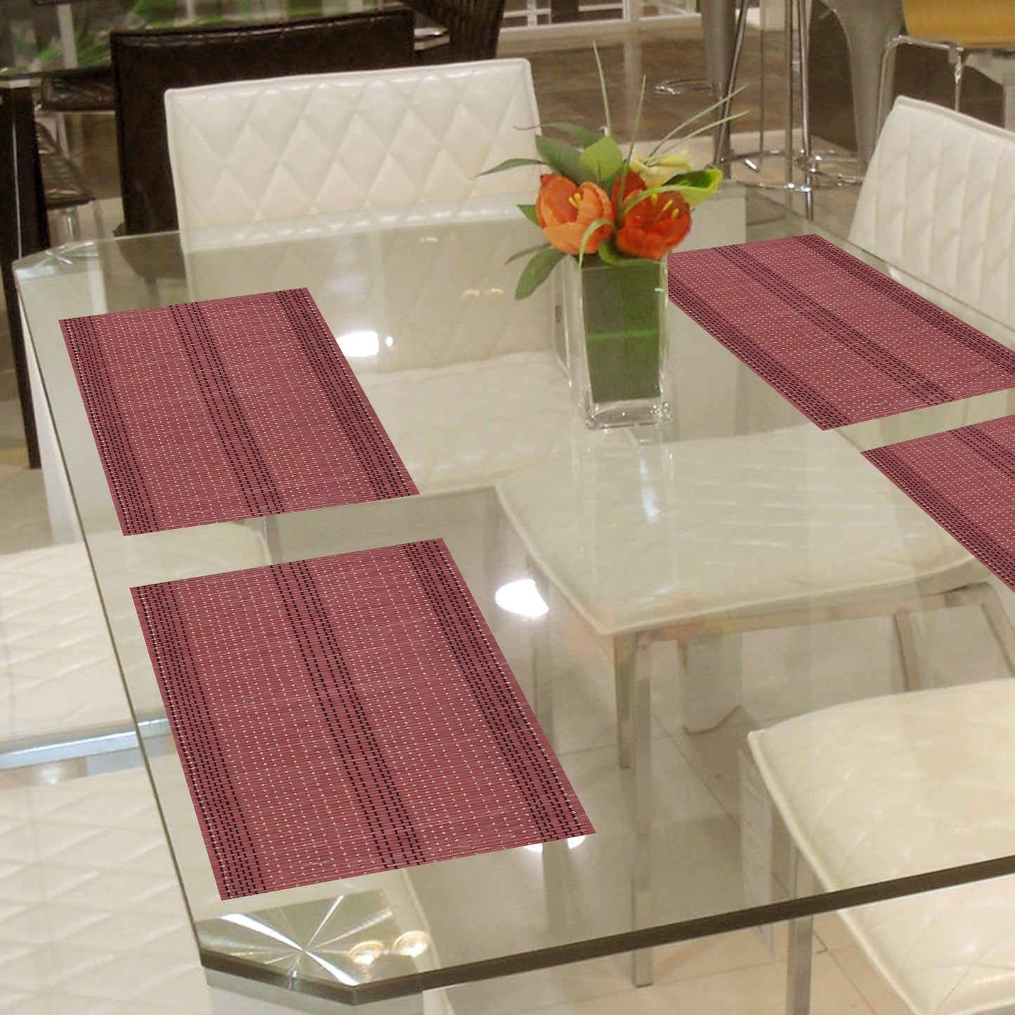Heat Resistant Bamboo Placemats Set of 6 Dining Table Mats, 45x30cm