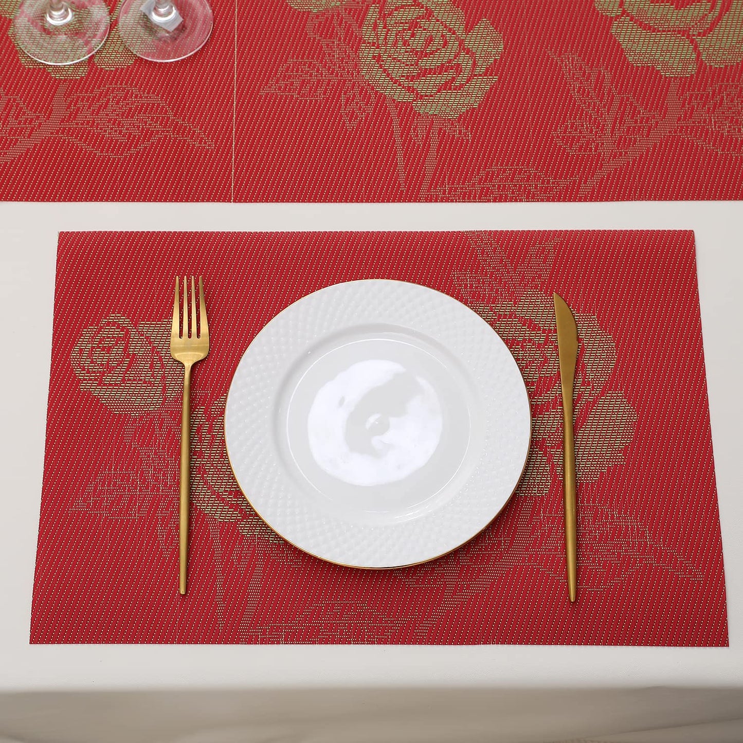 PVC Dining Table Mats, Crimson Red