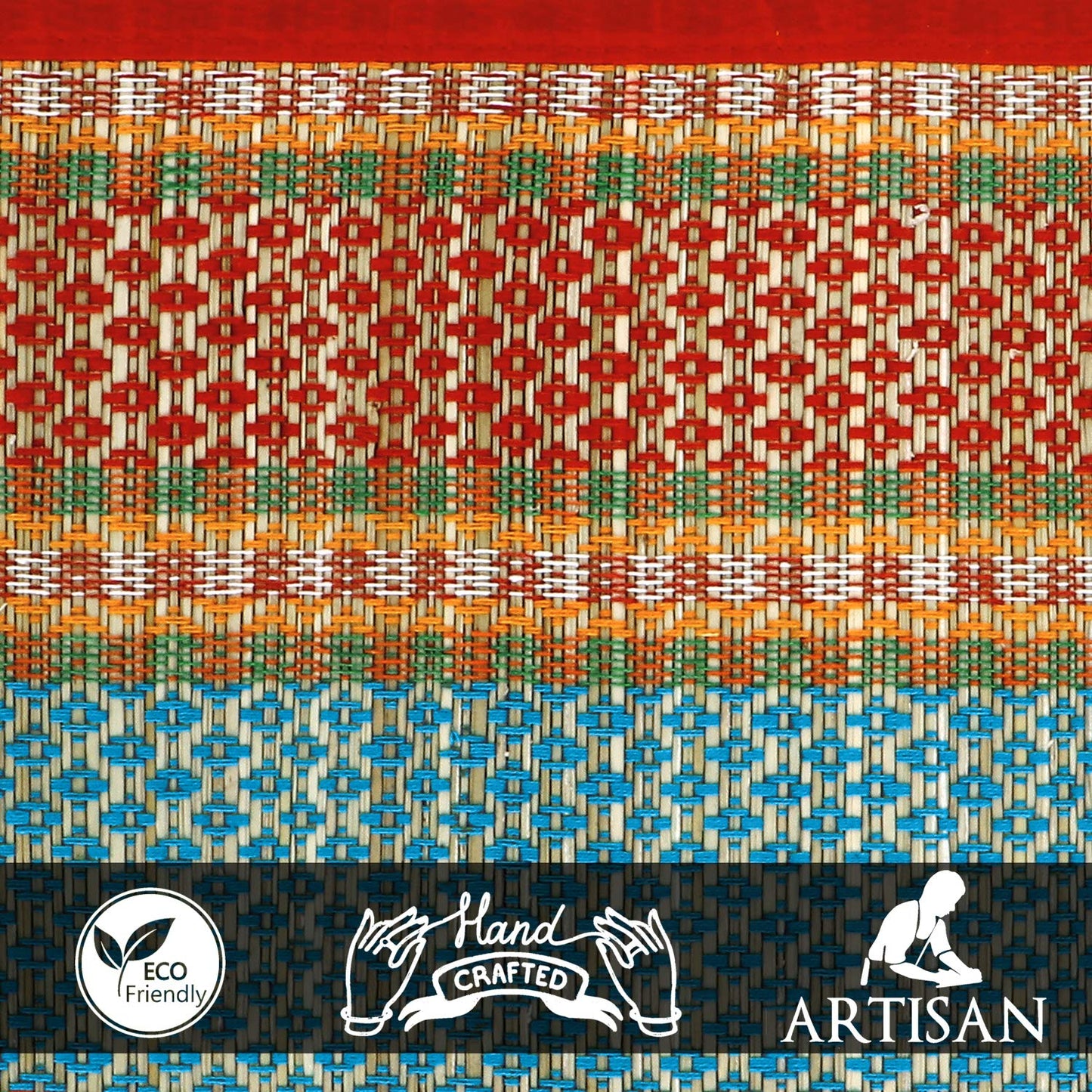 Handmade Madurkathi River Grass Dining Table Mats, Red