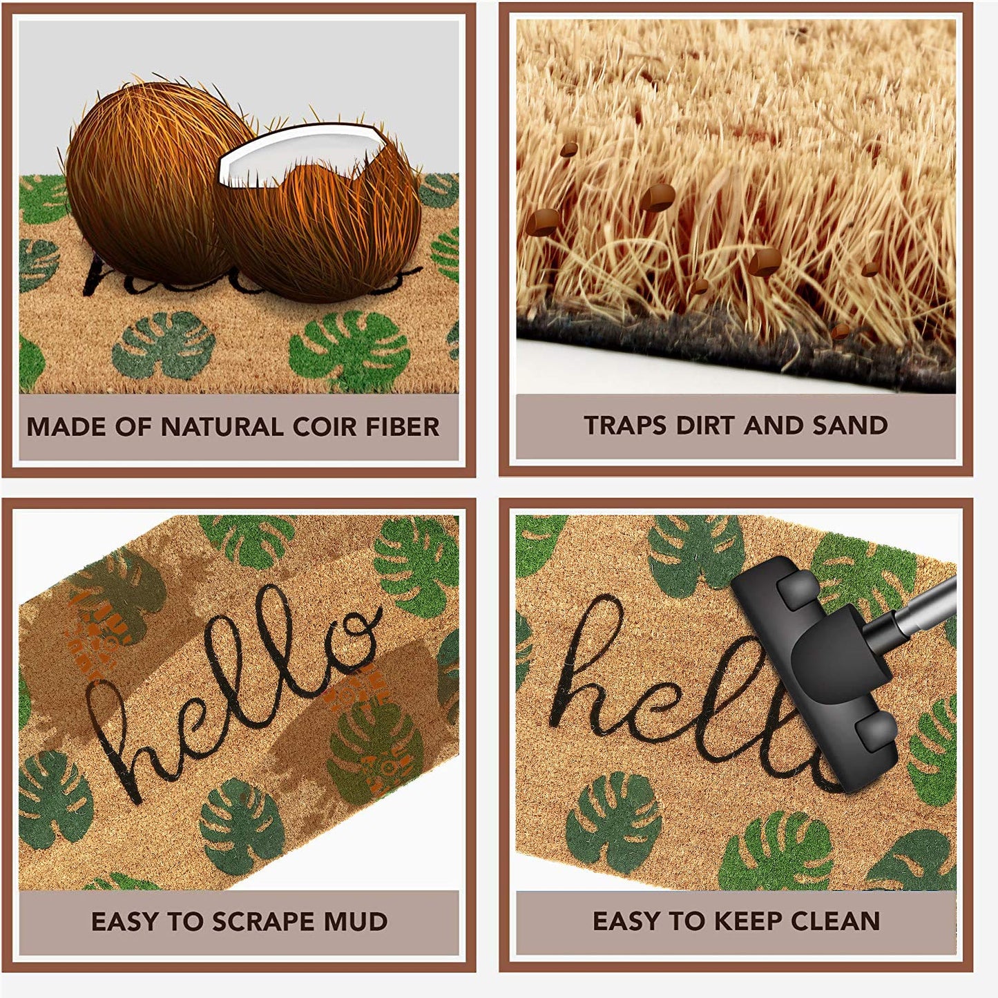 Coir Entrance Door Mat with Anti-Slip PVC Backing