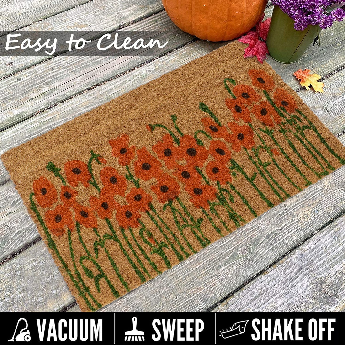 Coir Entrance Door Mat with Anti-Slip PVC Backing