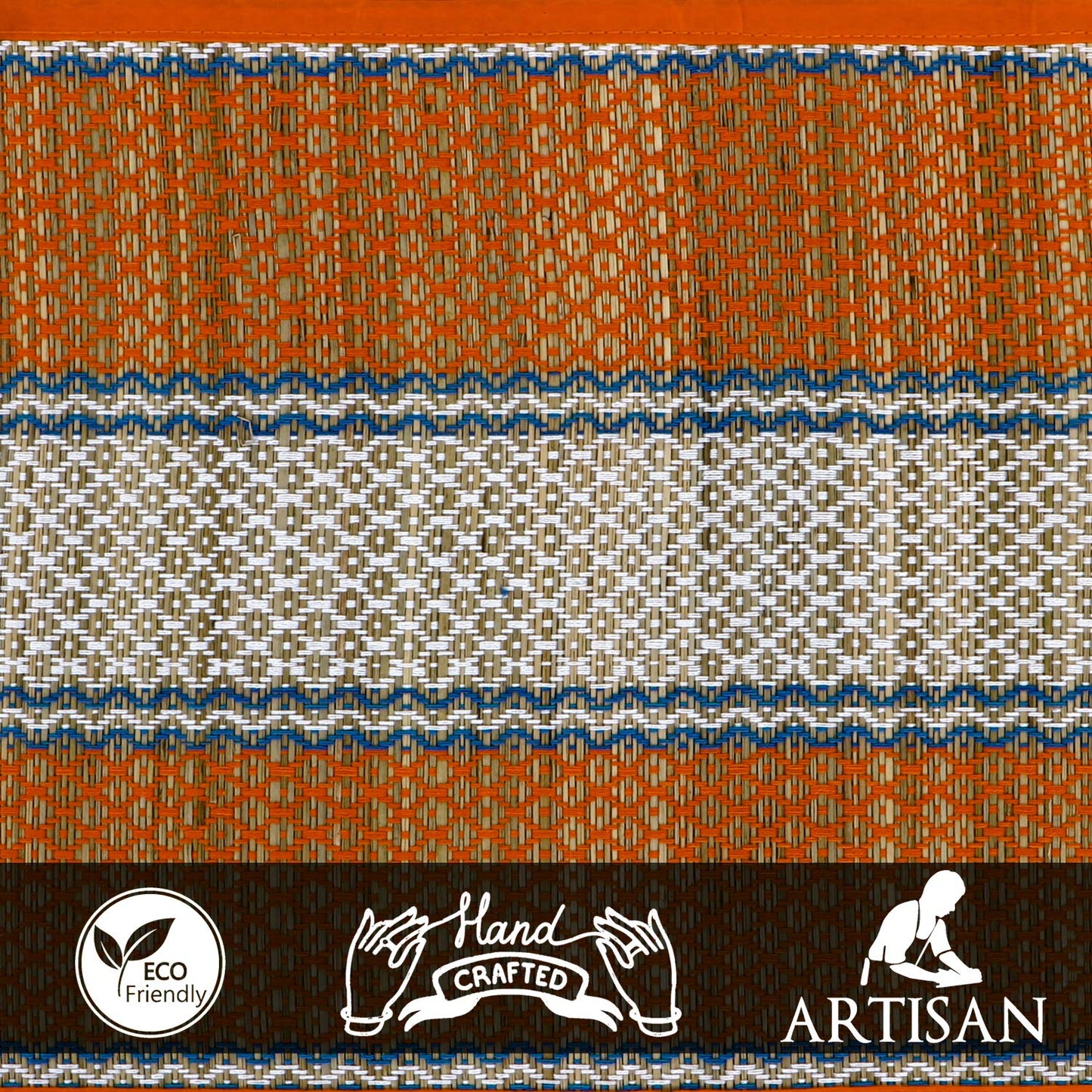 Handmade Madurkathi River Grass Dining Table Mats, Orange