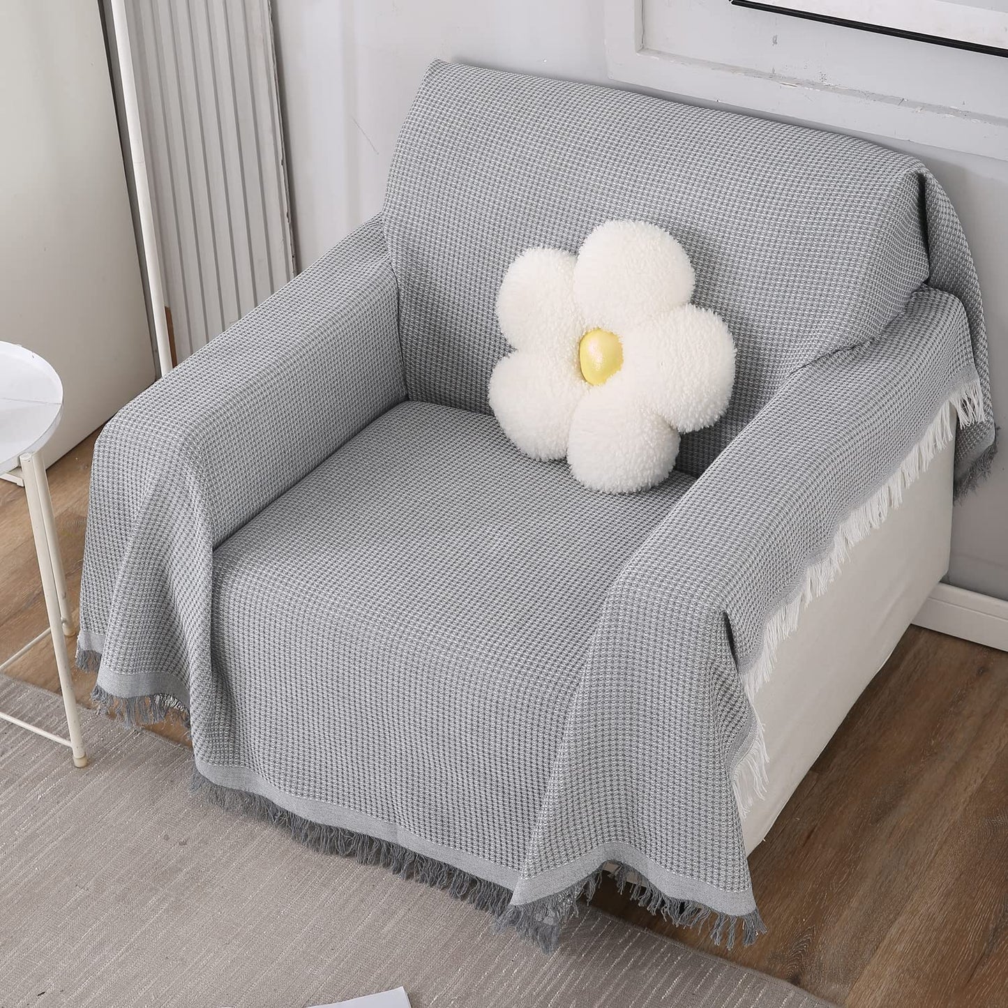 Polyester Cotton Sofa Cover Throw, Grey