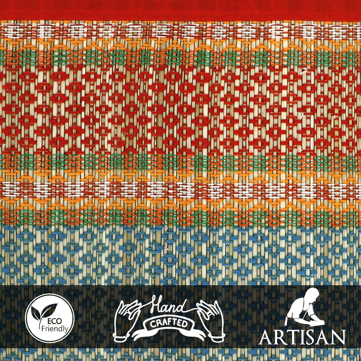 Handmade Madurkathi River Grass Dining Table Mats, Red