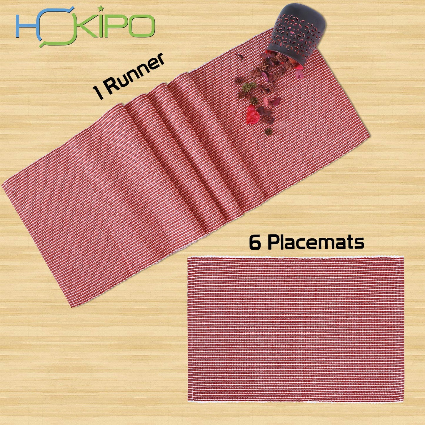 Ribbed Cotton Heat Resistant Dining Table Mat, Red