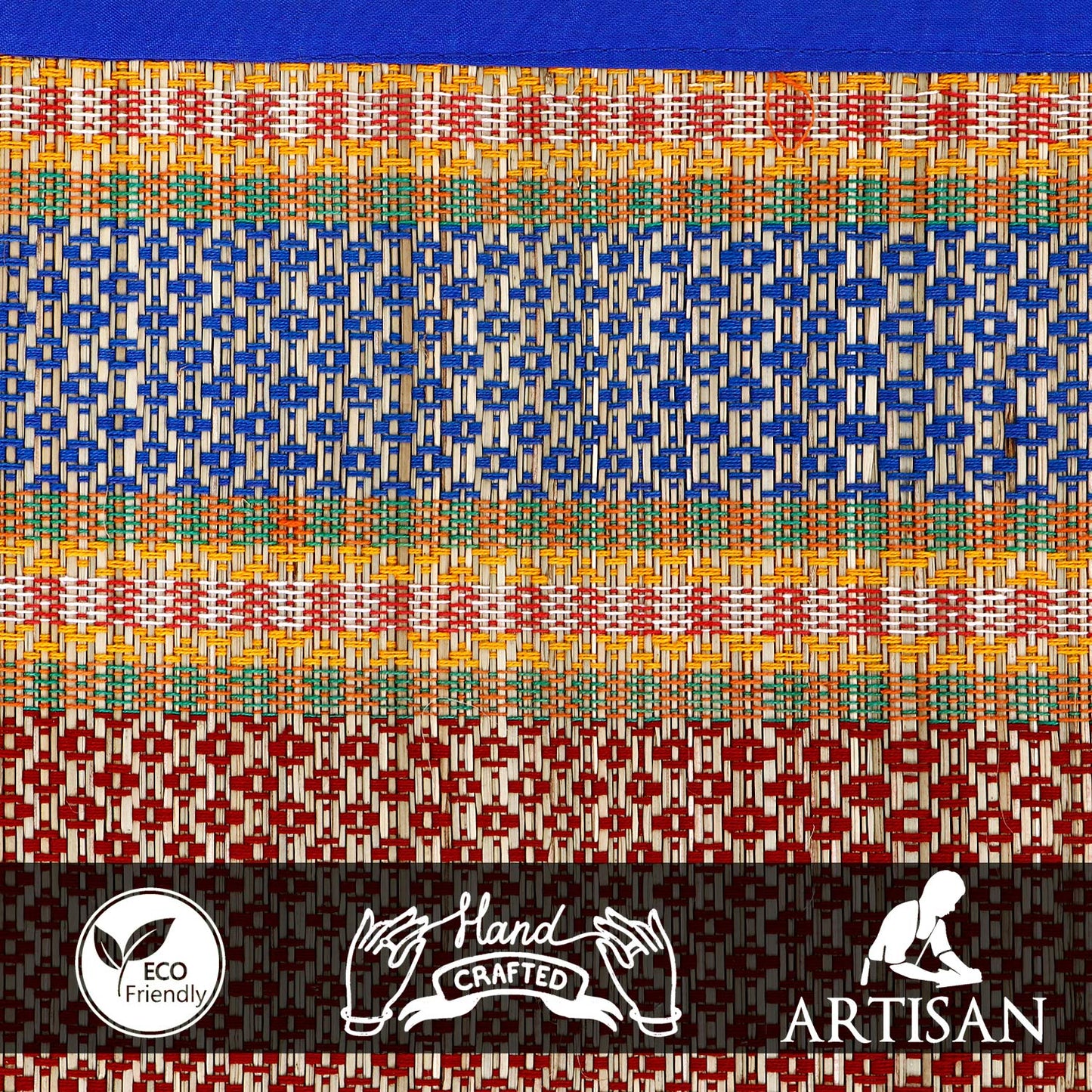 Handmade Madurkathi River Grass Dining Table Mats, Blue