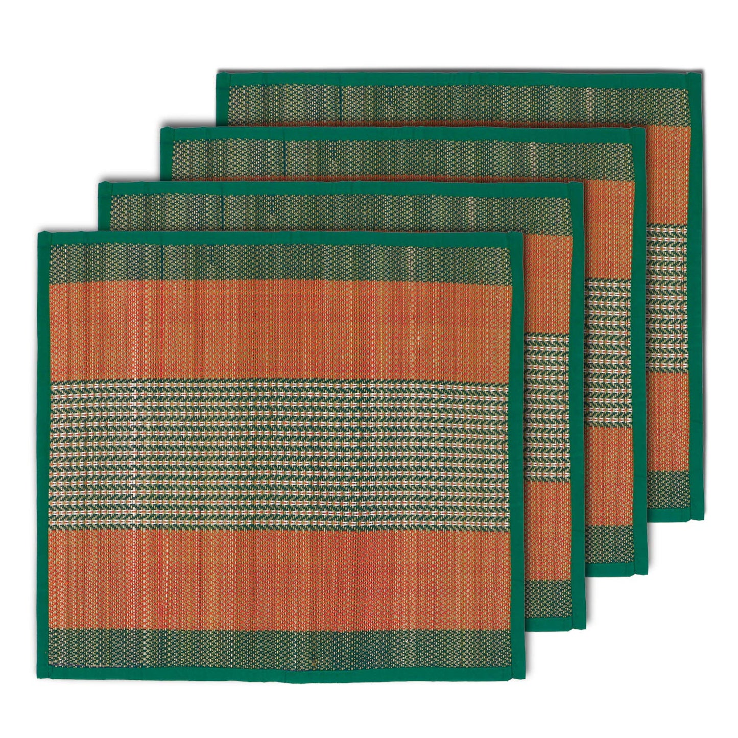 Natural River Grass Handcrafted Pooja Floor Mats/Meditation Prayer Mat/Sittting Mat/Aasan Mat Chatai for Pack of 2/4/6/8, Green
