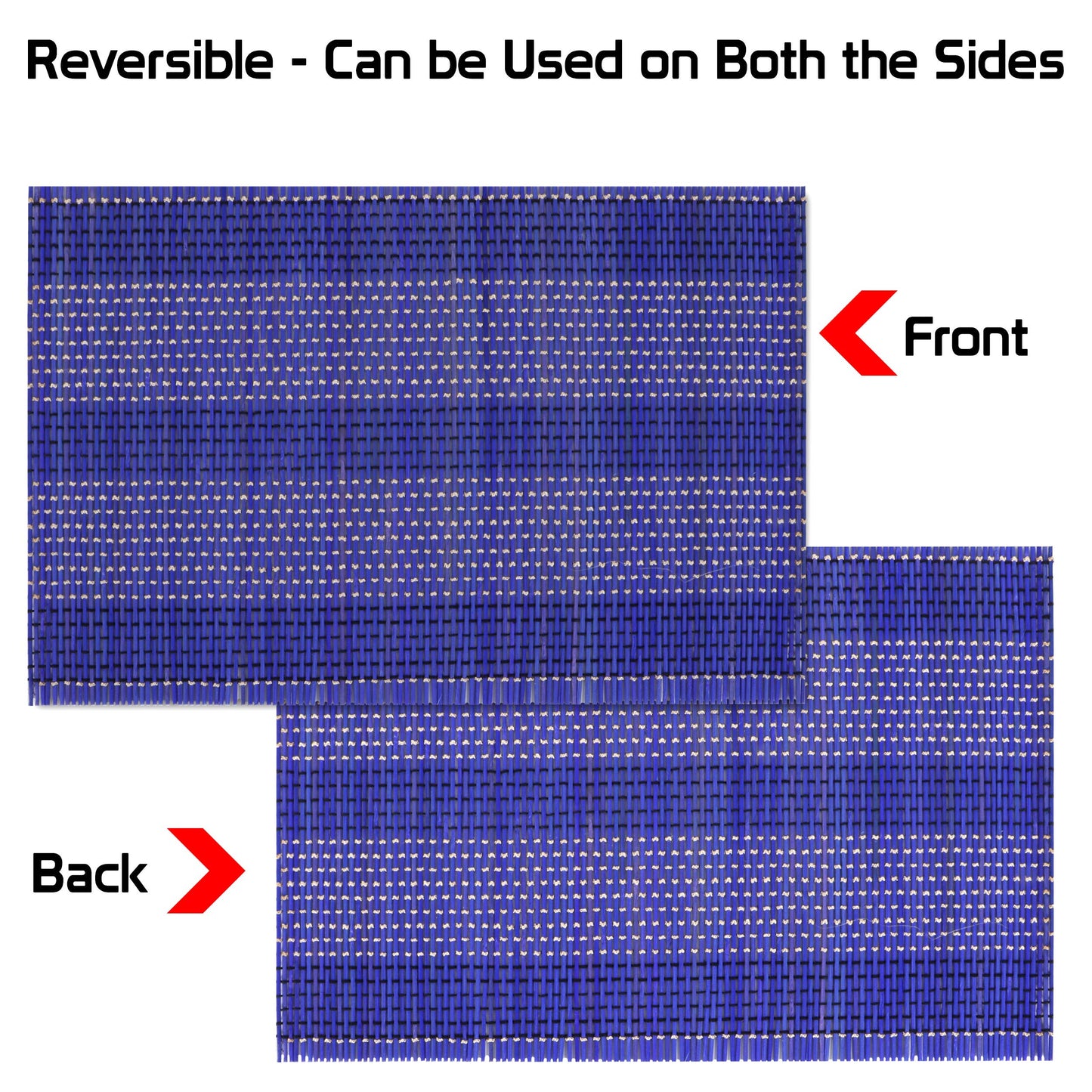 Reversible Bamboo Placemats for Dining Table Set of 6 Table Mats, 45x30 cm