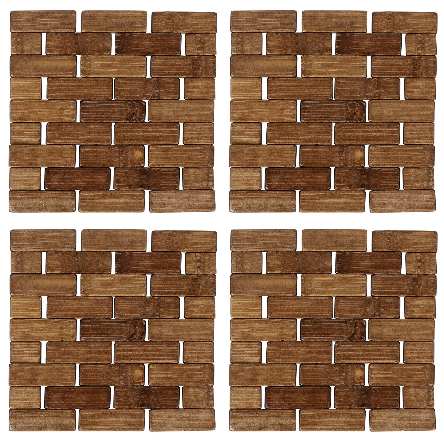Square Bamboo Coaster, Pan Pot Holder, 18 x 18 cm, Pack of 2/4/6