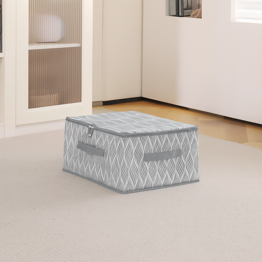 Foldable Clothes Organizer Box | Durable Non-Woven Storage with Zipper & Handle