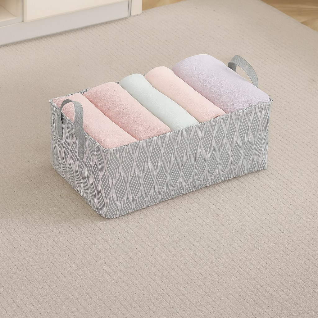 Foldable Wardrobe Storage Basket | Non-Woven Bin with Metal Frame & Handles