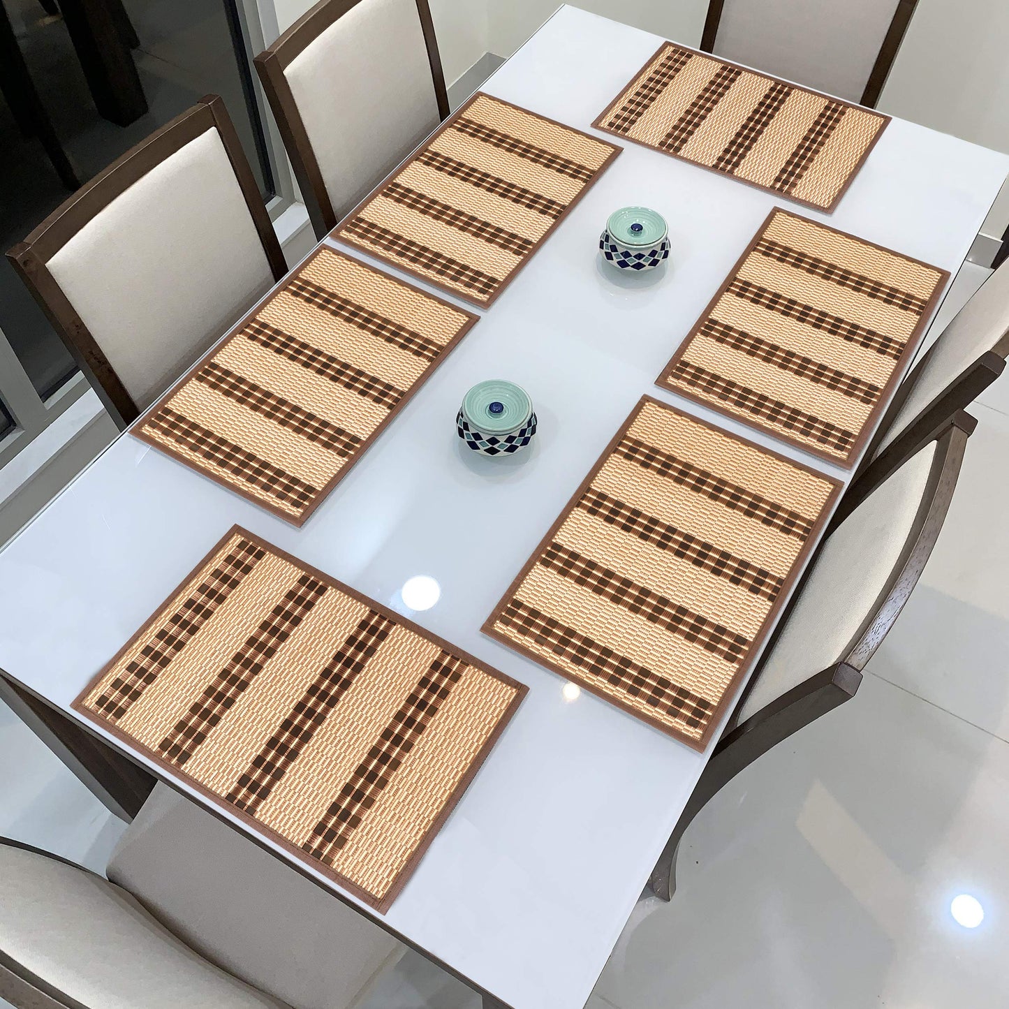 Heat Resistant Bamboo Dinner Mats, Brown