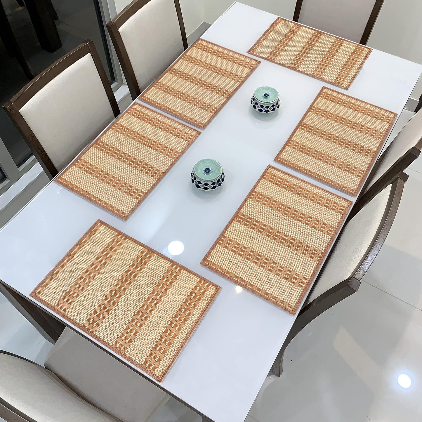 Heat Resistant Bamboo Dinner Mats, Burnt Orange