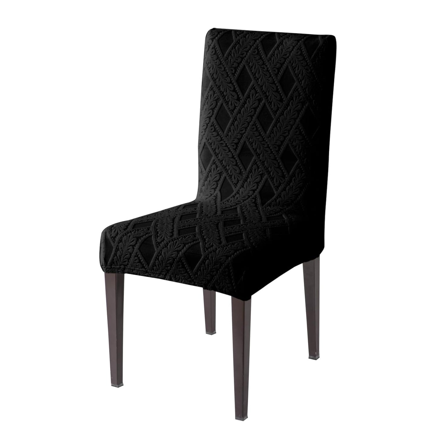 Chair Cover Set of 1/2/4/6, 190 GSM Jacquard, Black
