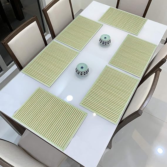Heat Resistant Bamboo Dinner Mats, Green
