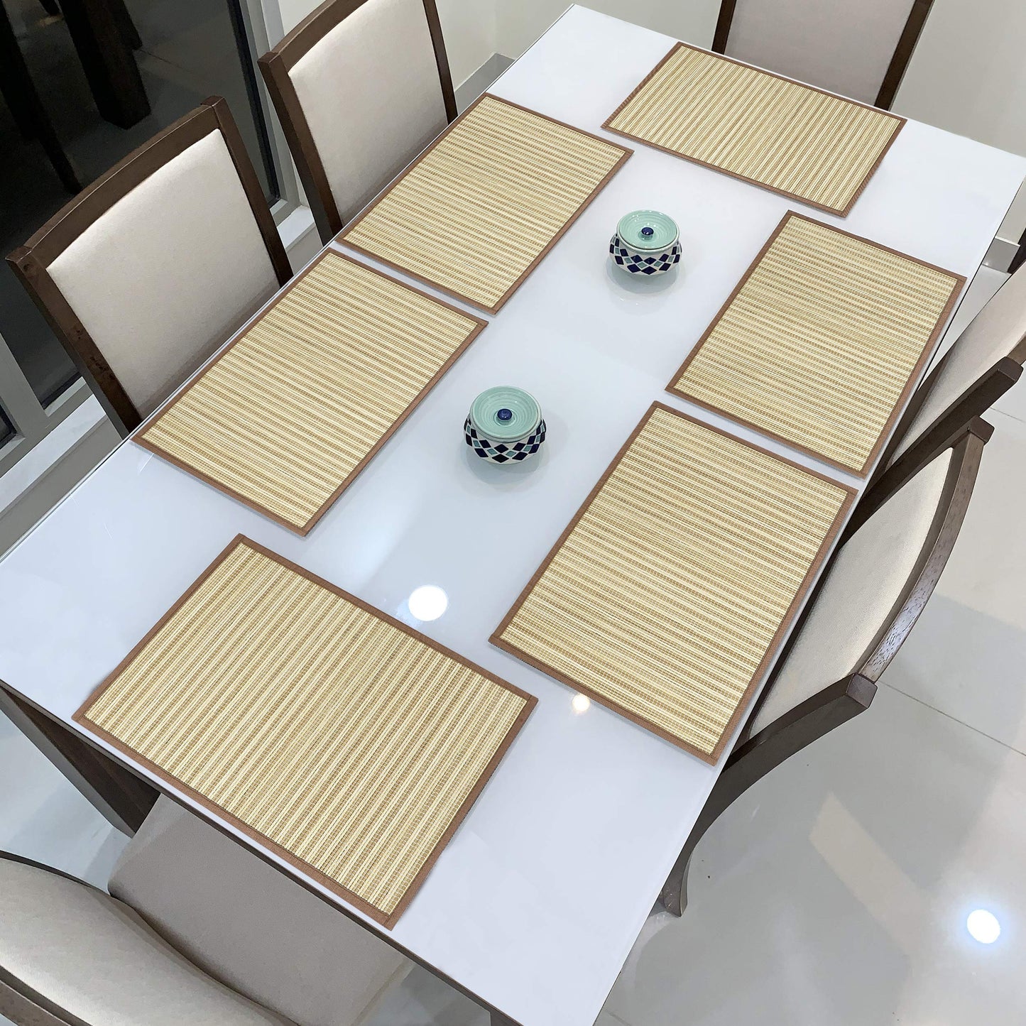 Heat Resistant Bamboo Dinner Mats, Brown