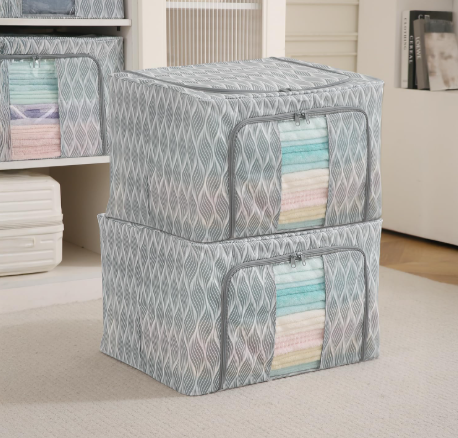 Sturdy, Stackable and Moisture Resistant Non-Woven Cloth Organiser for Storage, Grey