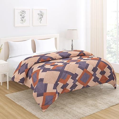AC Comforter and Bedding Set for Double Bed, Beige Geometric Rhombus | HOKIPO