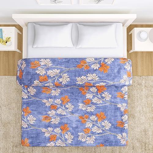 Carolina Blue Budding Leaves Double Bed Comforter | HOKIPO