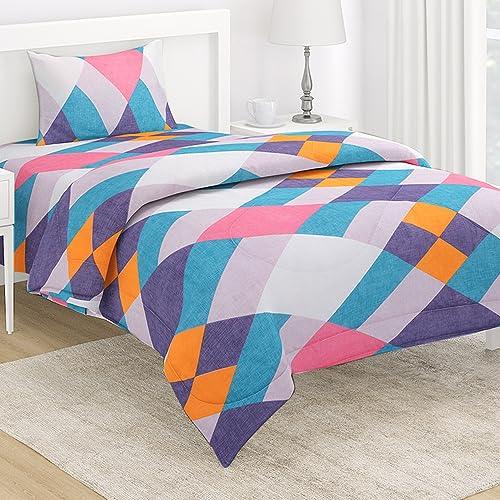 Buy AC Comforter Blanket for Single Bed – Abstract Geometric Pastel