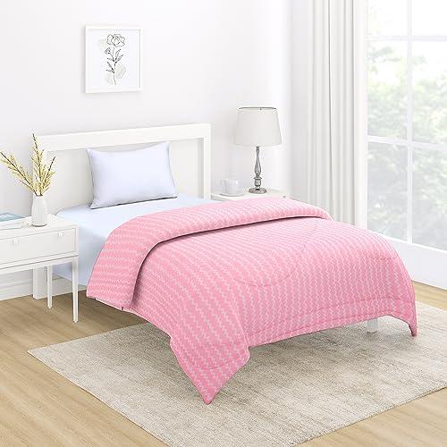 AC Comforter and Bedding Set for Single Bed, Flamingo Pink Zig Zag | HOKIPO
