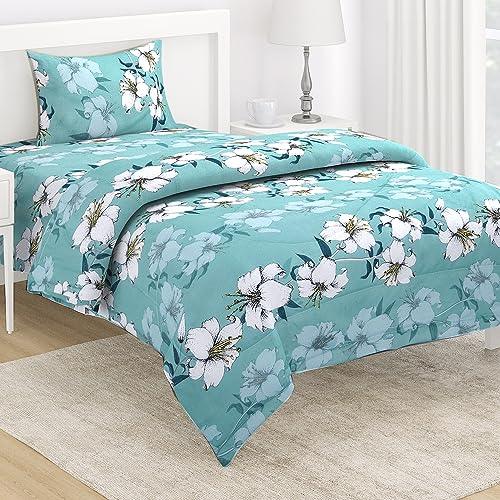 Buy AC Comforter Blanket for Single Bed – Hibiscus Floral Turquoise