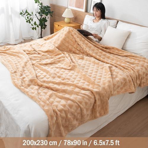 Buy Beige Colour Soft Double Bed Fleece Blanket | HOKIPO