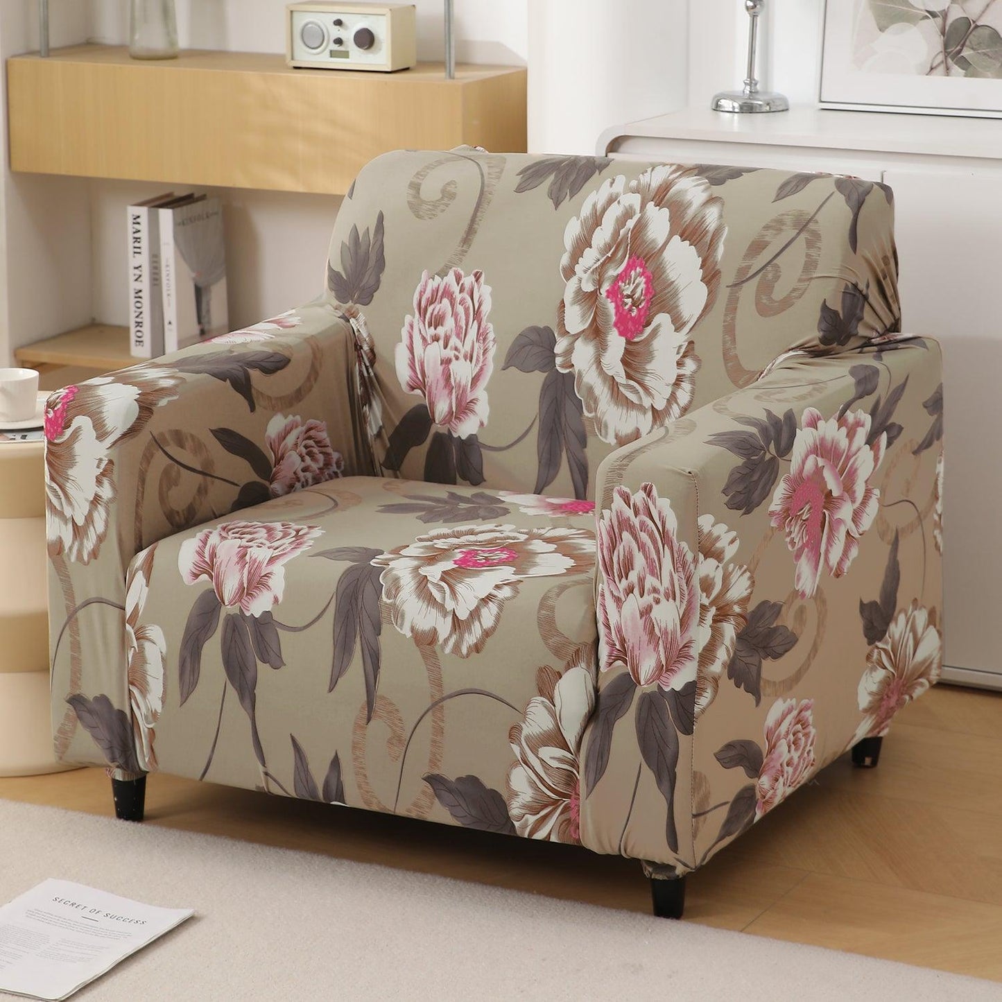 Buff Brown Geum stretchable single sofa cover