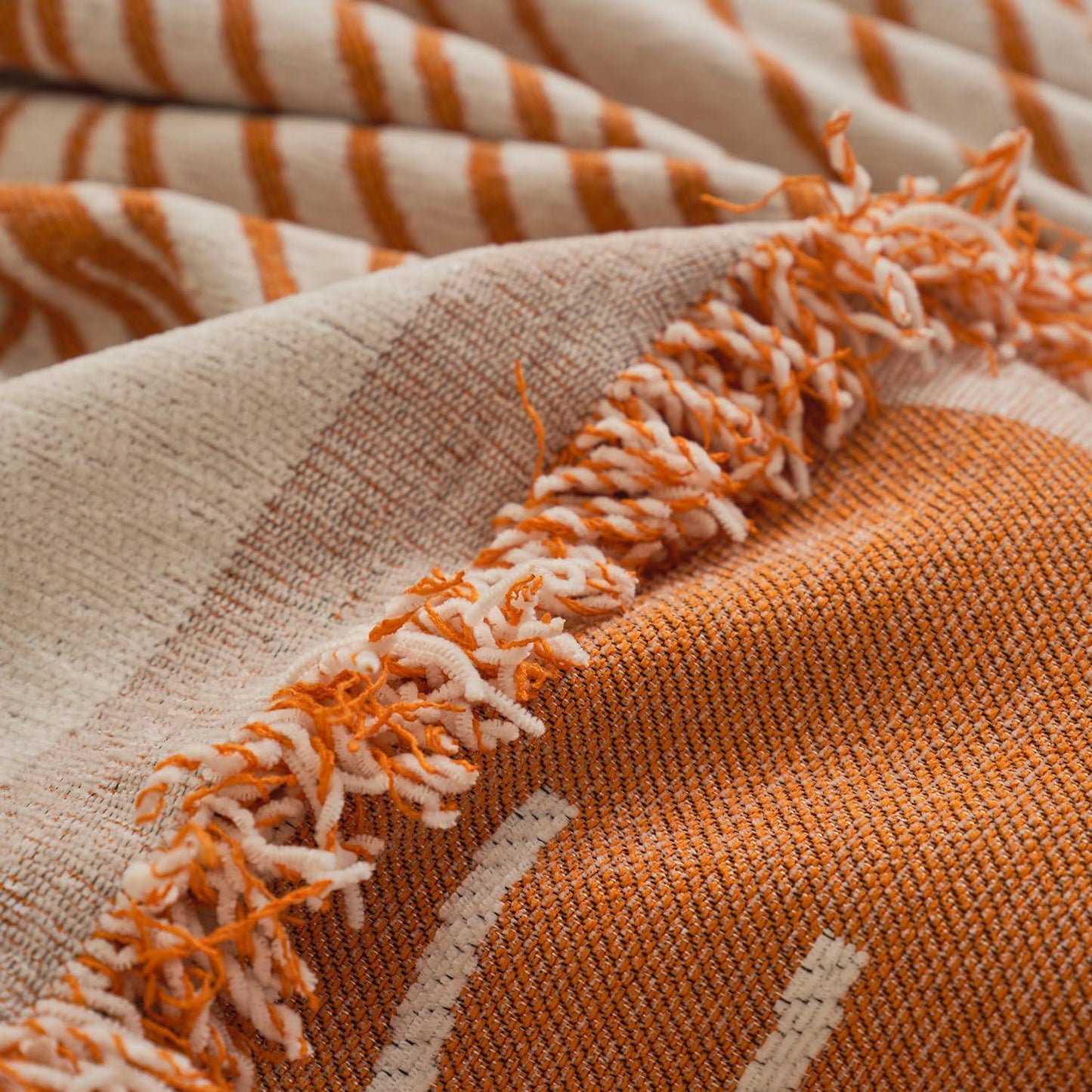Burnt Copper, Wavy Print Chenille Sofa Throw Cover for 1/2/3 - Seater Sofa - HOKIPO | Har Ghar ka Humsafar