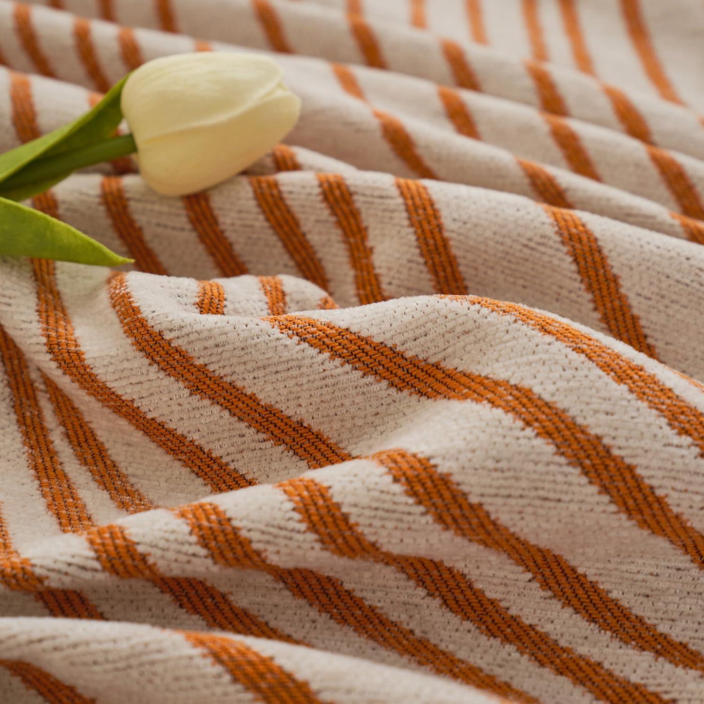 Burnt Copper, Wavy Print Chenille Sofa Throw Cover for 1/2/3 - Seater Sofa - HOKIPO | Har Ghar ka Humsafar