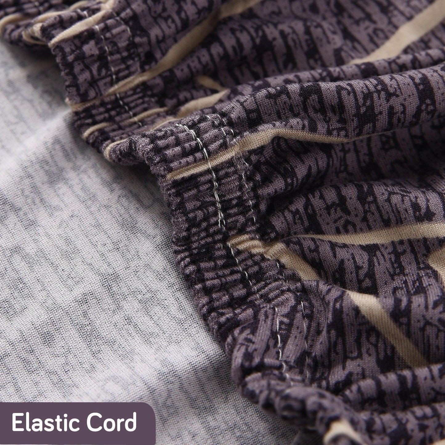 Dark Coffee Colour Twigs Print Fully fitted elastic sofa cover set