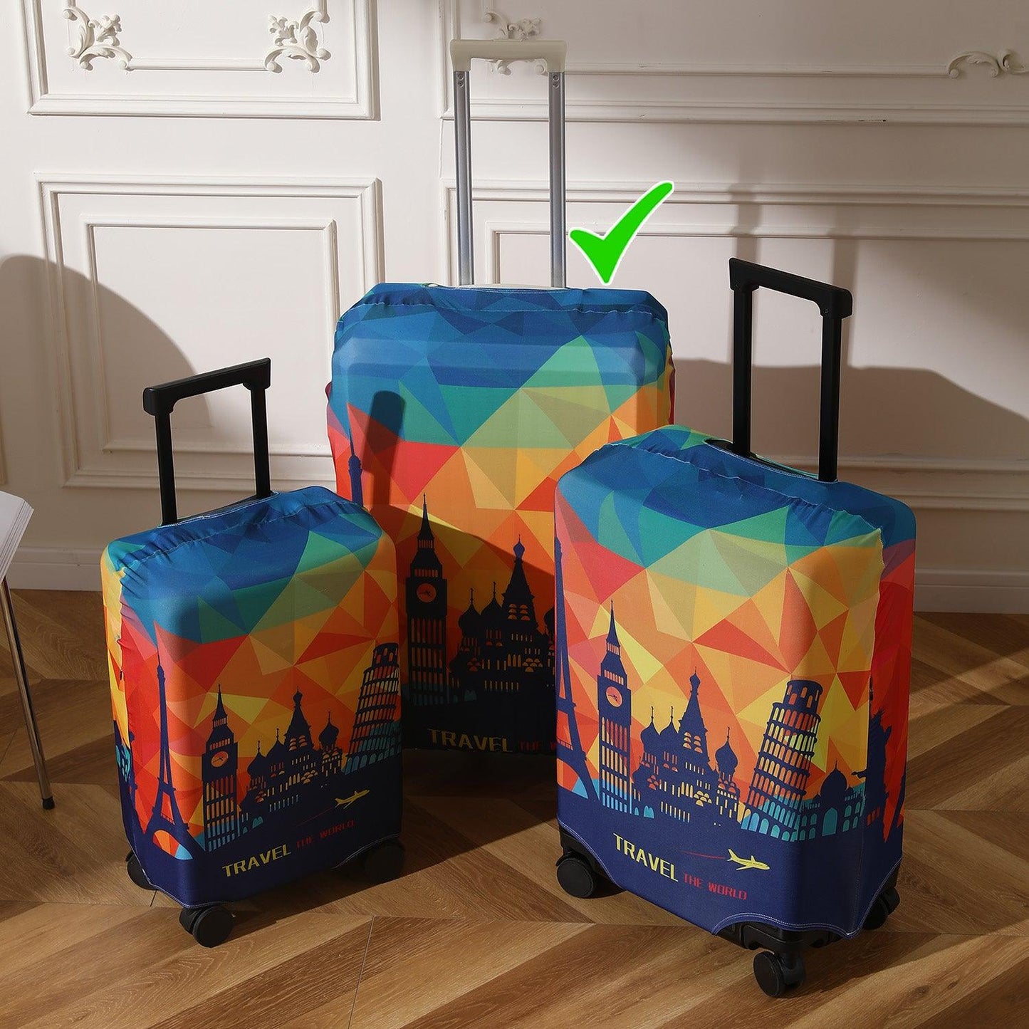 Durable 180 GSM Suitcase Covers S/M/L - Size for Trolley Suitcase, Multicolor Across Globe - HOKIPO | Har Ghar ka Humsafar