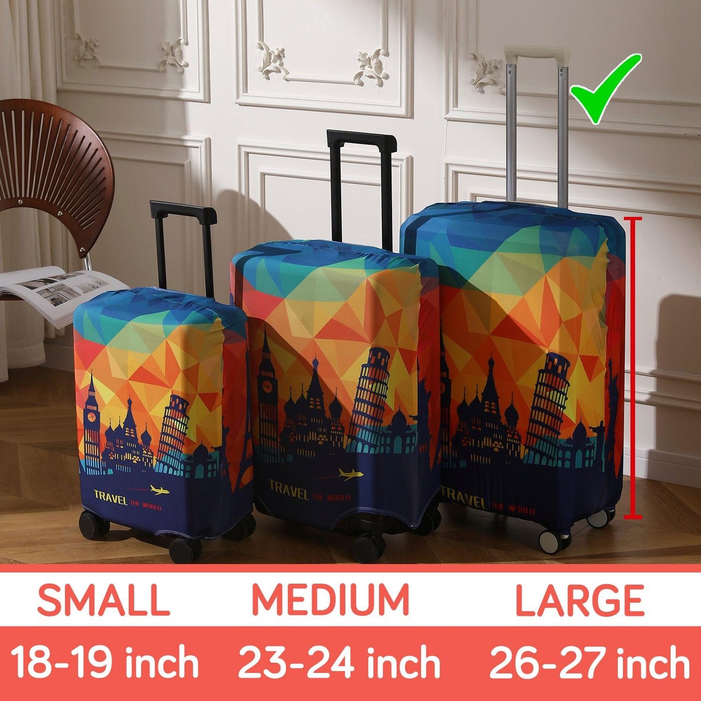 Durable 180 GSM Suitcase Covers S/M/L - Size for Trolley Suitcase, Multicolor Across Globe - HOKIPO | Har Ghar ka Humsafar