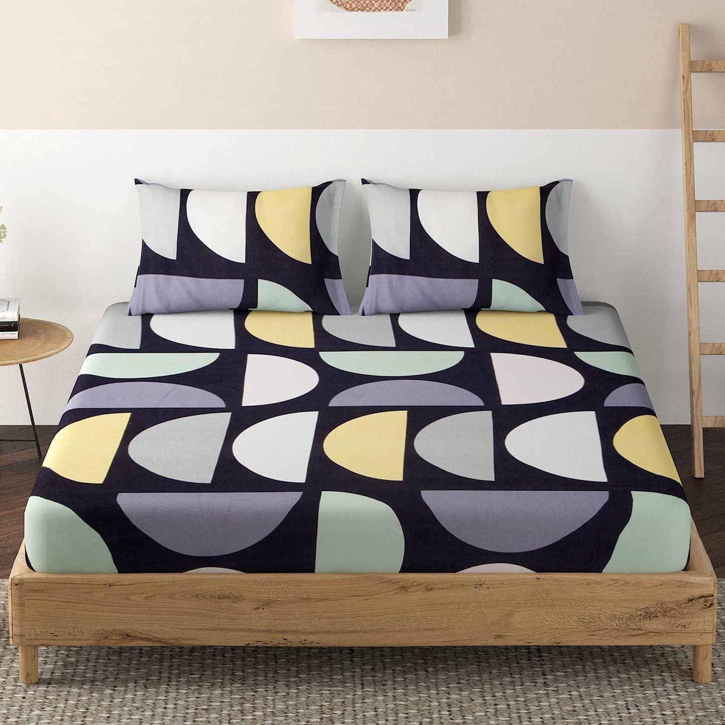 Elastic Fitted Bedsheet, Brushed Microfiber 135 gsm, SemiCircle Multicolor