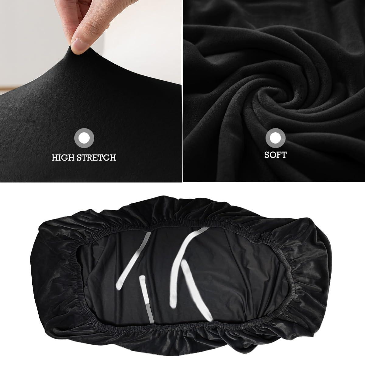 Elastic Fitted Dining Bench Cover, Black - HOKIPO | Har Ghar ka Humsafar