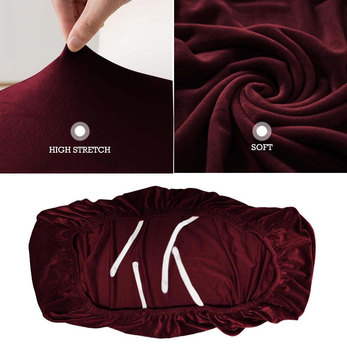 Elastic Fitted Dining Bench Cover, Burgundy - HOKIPO | Har Ghar ka Humsafar