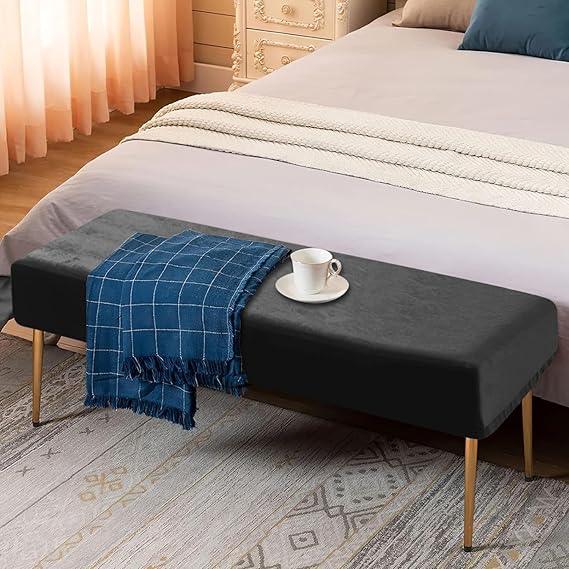 Elastic Fitted Dining Bench Slipcover, Dark Grey - HOKIPO | Har Ghar ka Humsafar